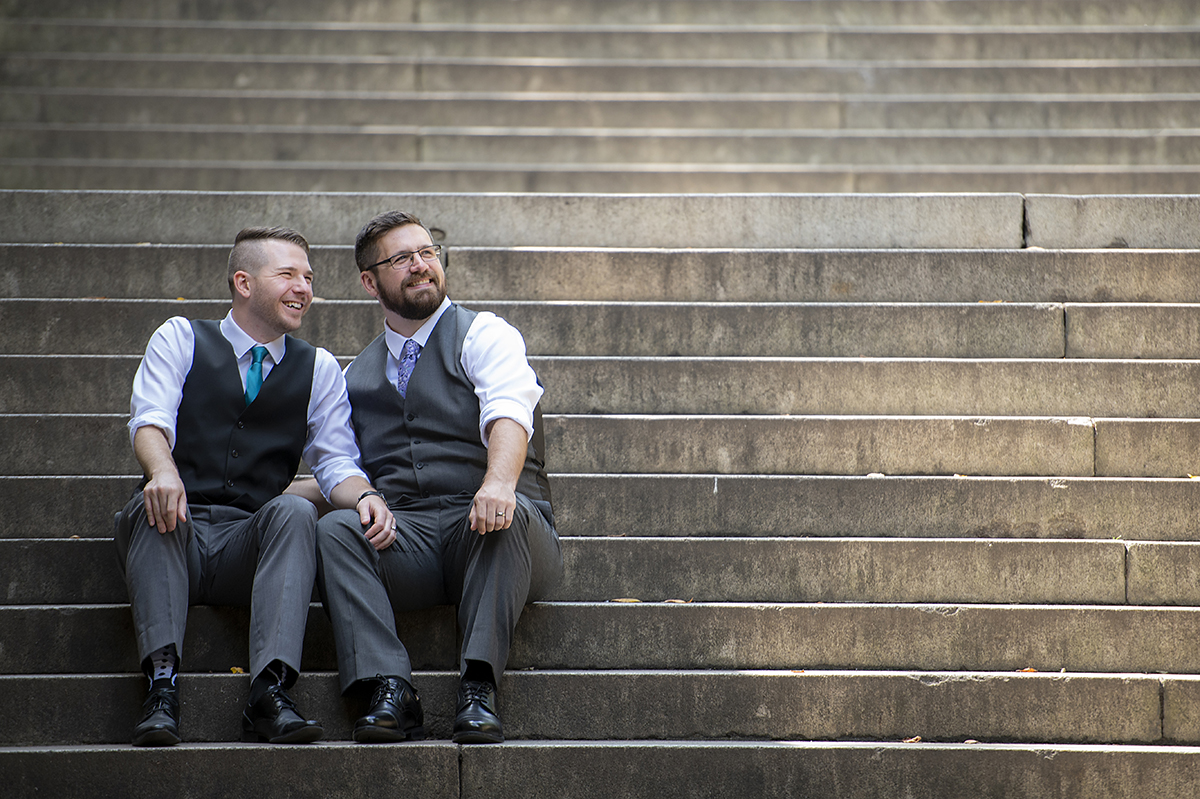 NYC elopement portraits in Central Park. LGBTQ wedding