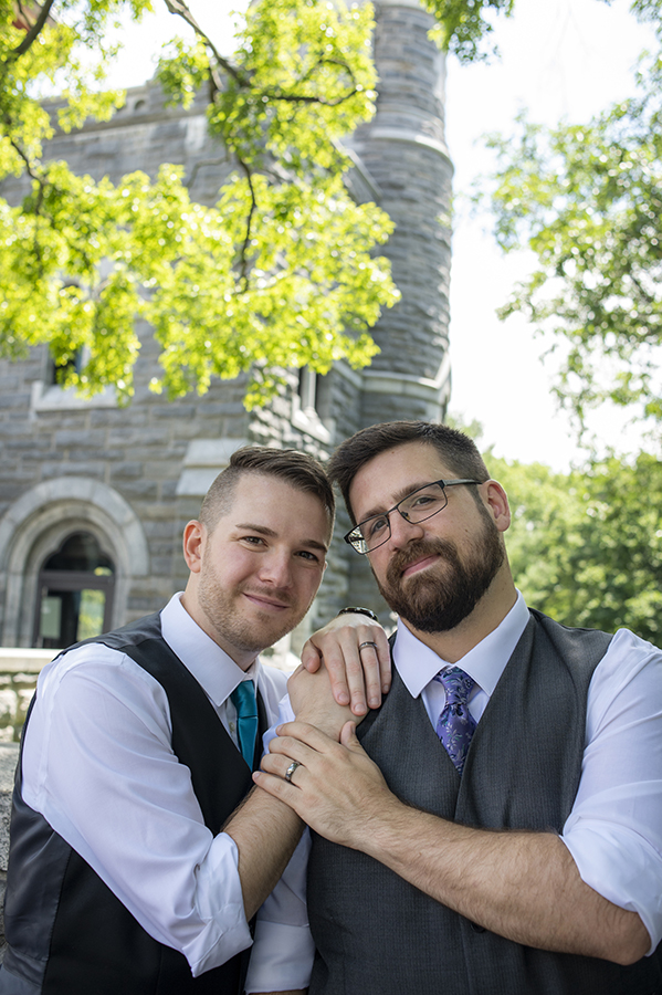 NYC elopement portraits in Central Park. LGBTQ wedding