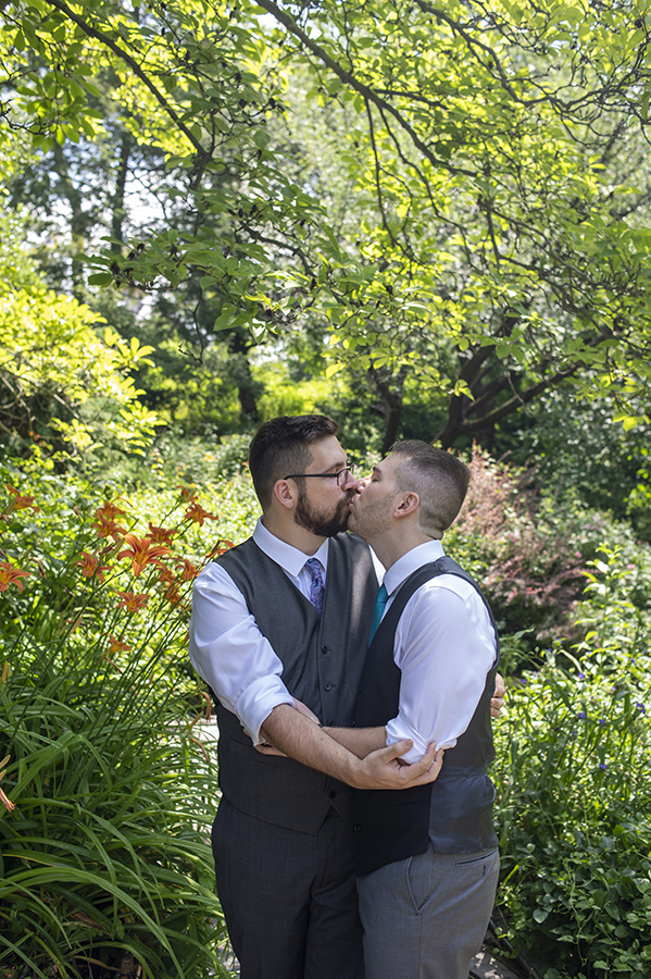 NYC elopement portraits in Central Park. LGBTQ wedding