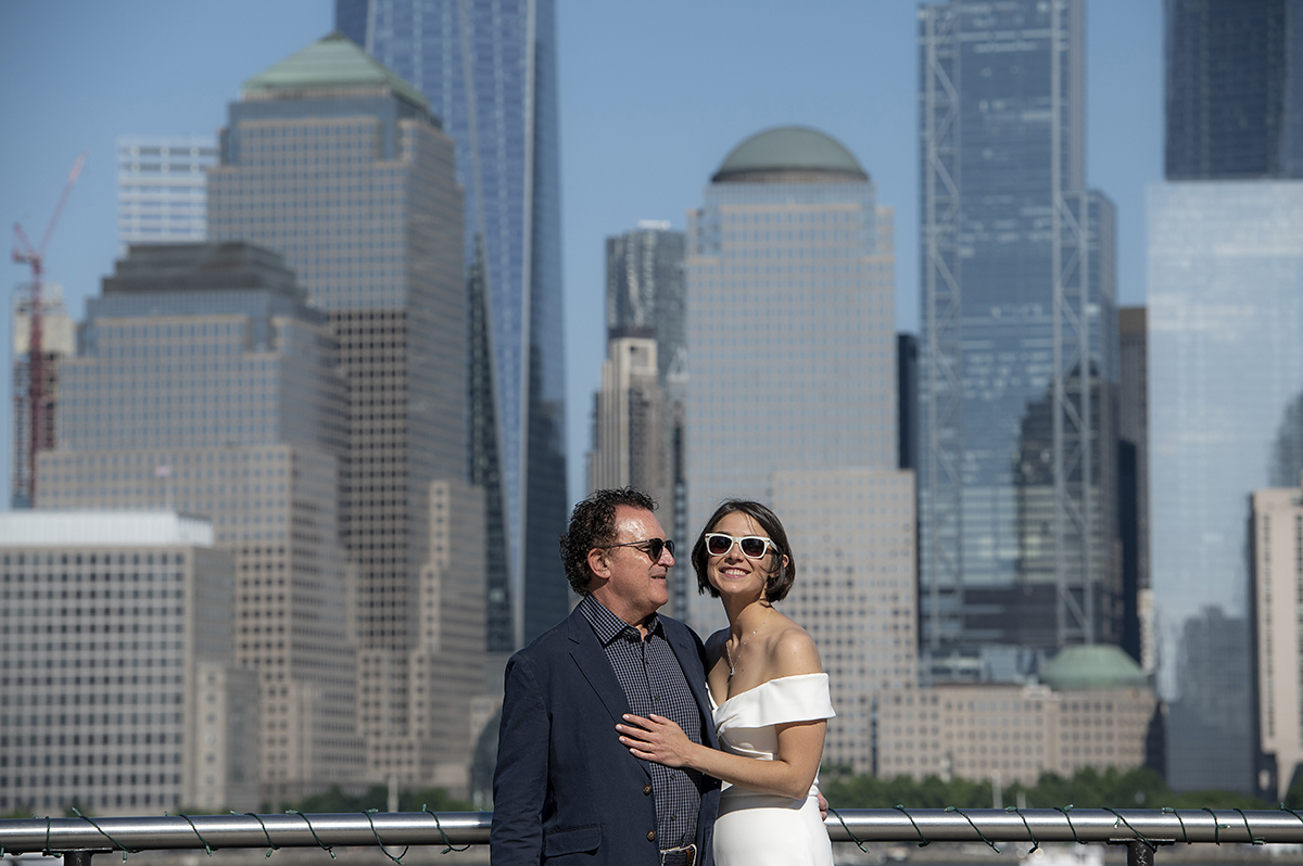 Jersey City Elopement couple with NYC skyline