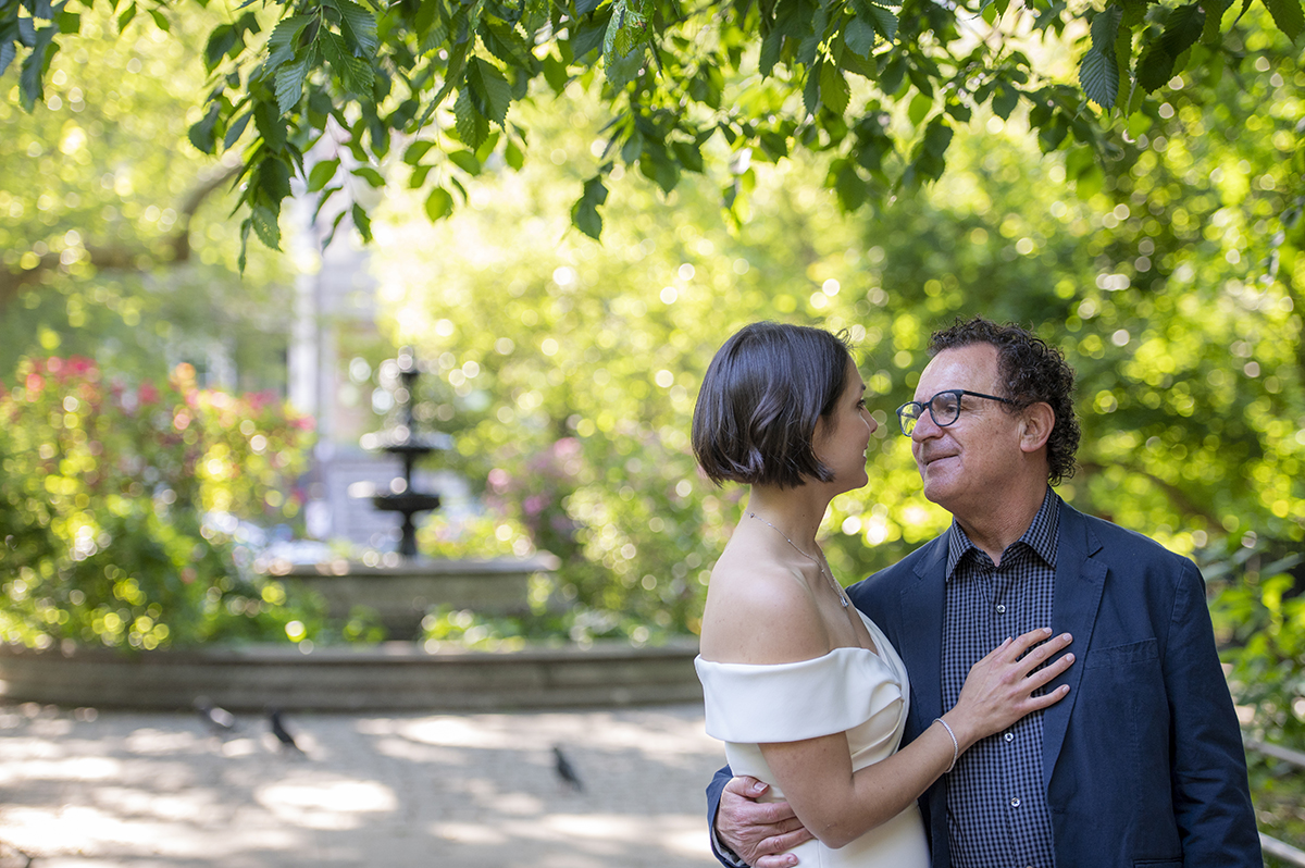 bride and groom at Van Vorst Park during Jersey City elopement