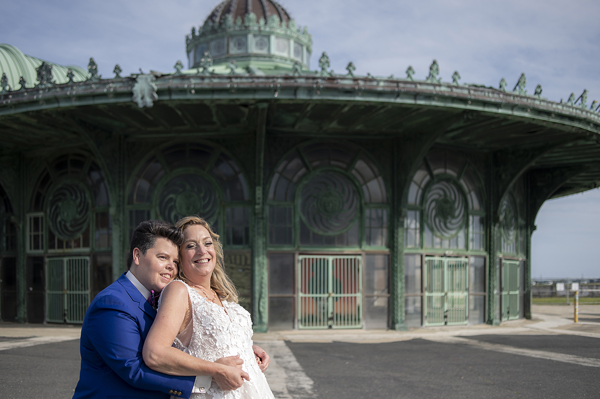 brides portrait during their intimate Asbury Park vow renewal. LGBTQ wedding