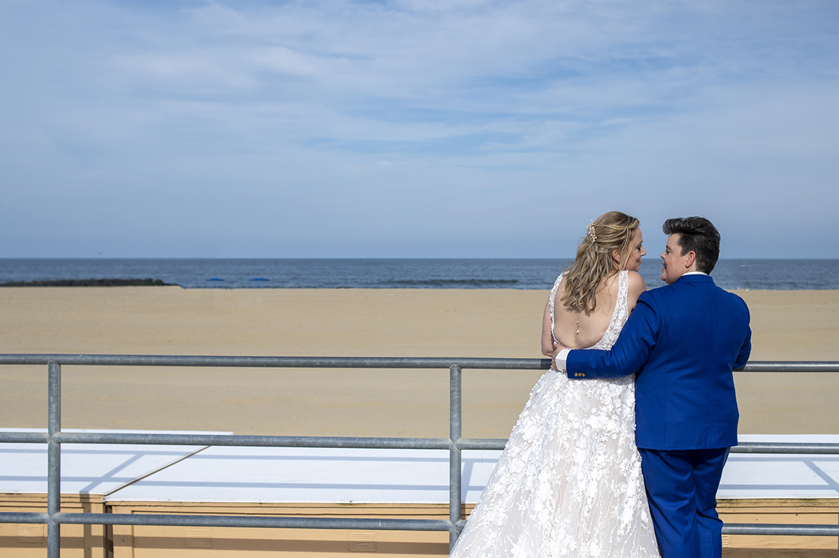 brides portrait during their intimate Asbury Park vow renewal. LGBTQ wedding