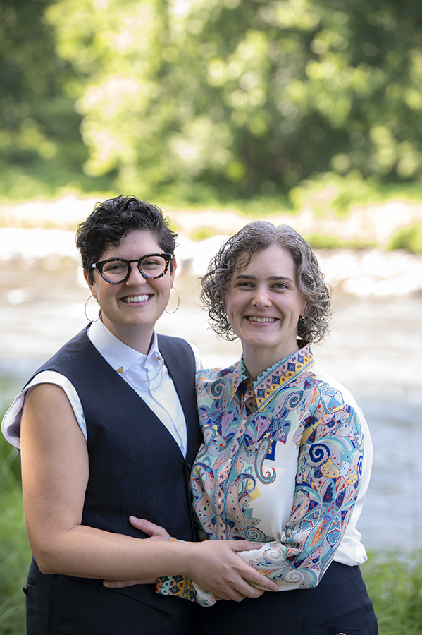 Two brides on their wedding day at Catamount at Emerson Lodge in the Catskills. LGBTQ wedding