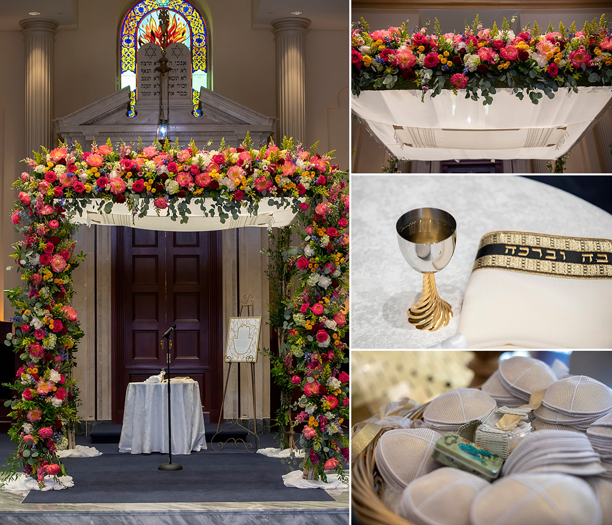wedding ceremony at summer wedding at Temple Emanu-El in Closter