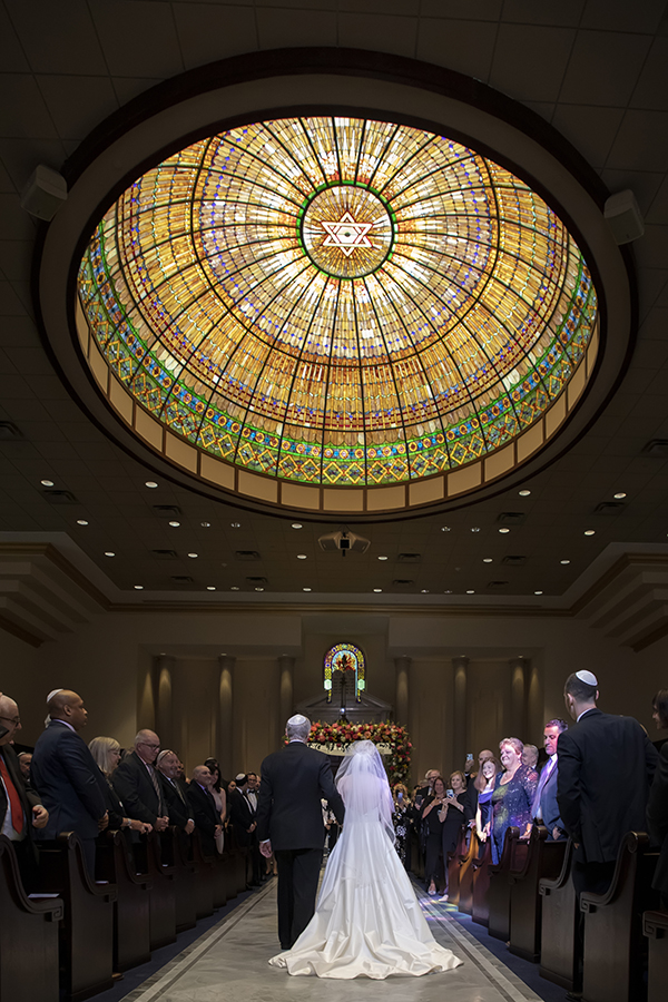 wedding ceremony at summer wedding at Temple Emanu-El in Closter