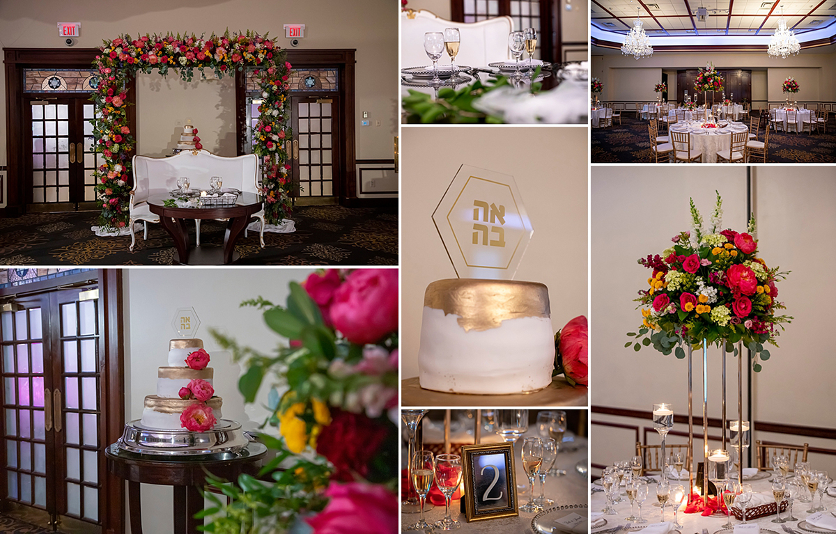 wedding reception at summer wedding at Temple Emanu-El in Closter