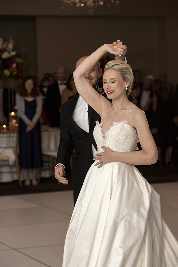 wedding reception at summer wedding at Temple Emanu-El in Closter