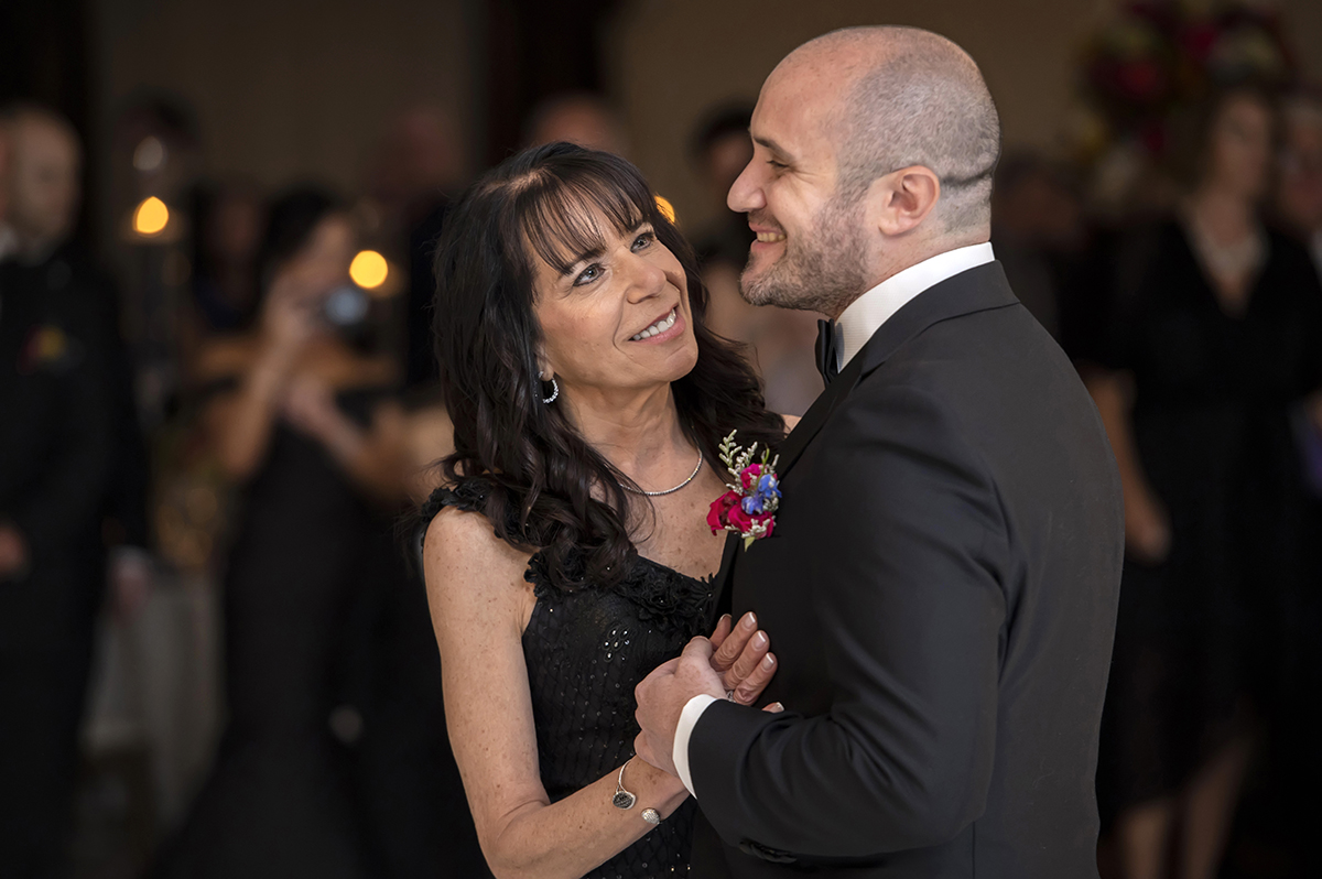wedding reception at summer wedding at Temple Emanu-El in Closter