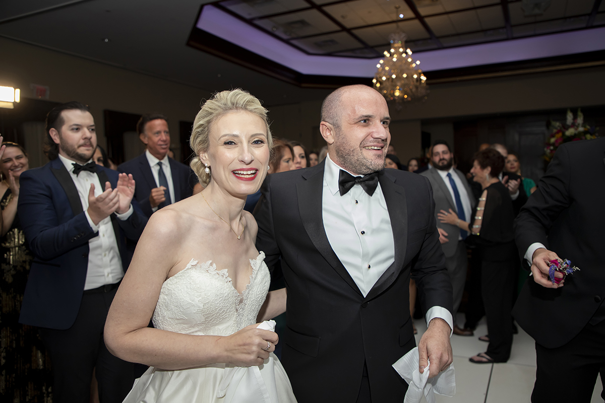 wedding reception at summer wedding at Temple Emanu-El in Closter