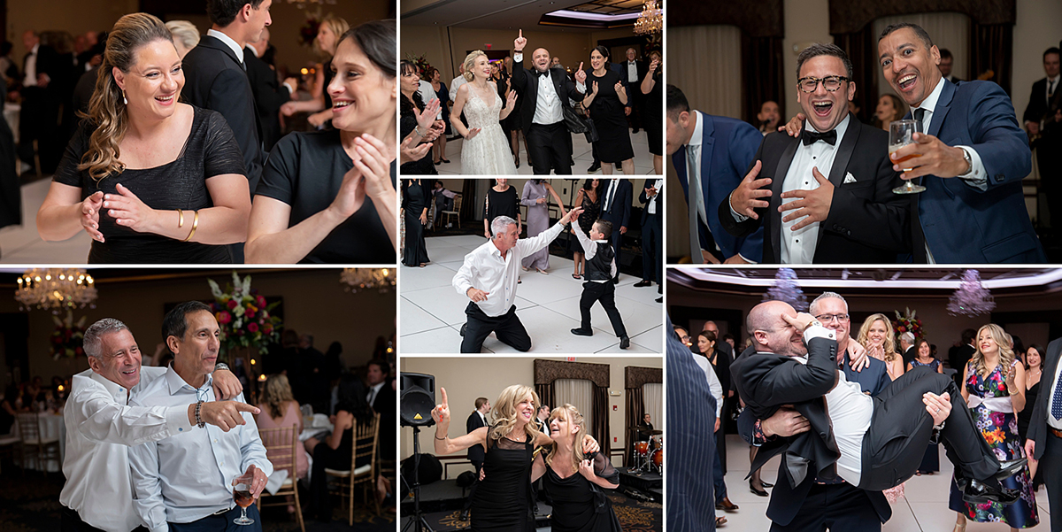 wedding reception at summer wedding at Temple Emanu-El in Closter