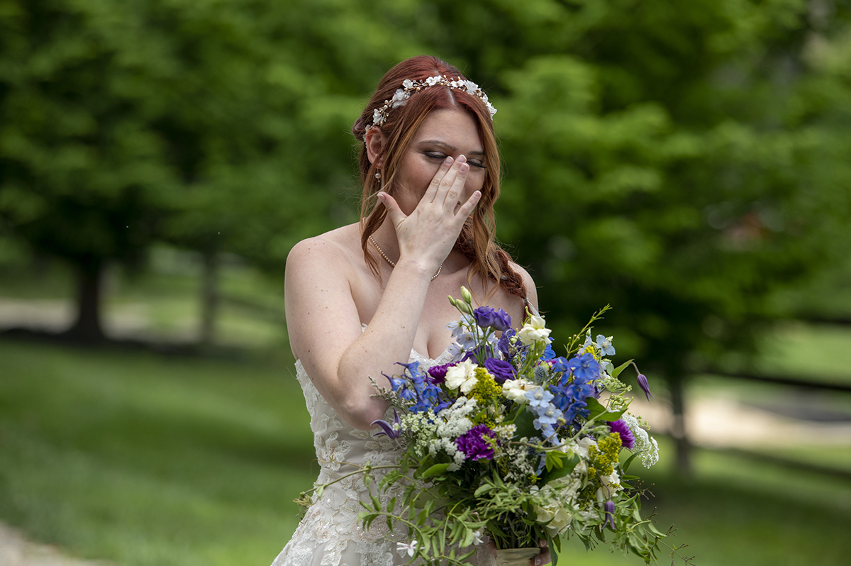 brides first look before their Crossed Keys Estate Wedding