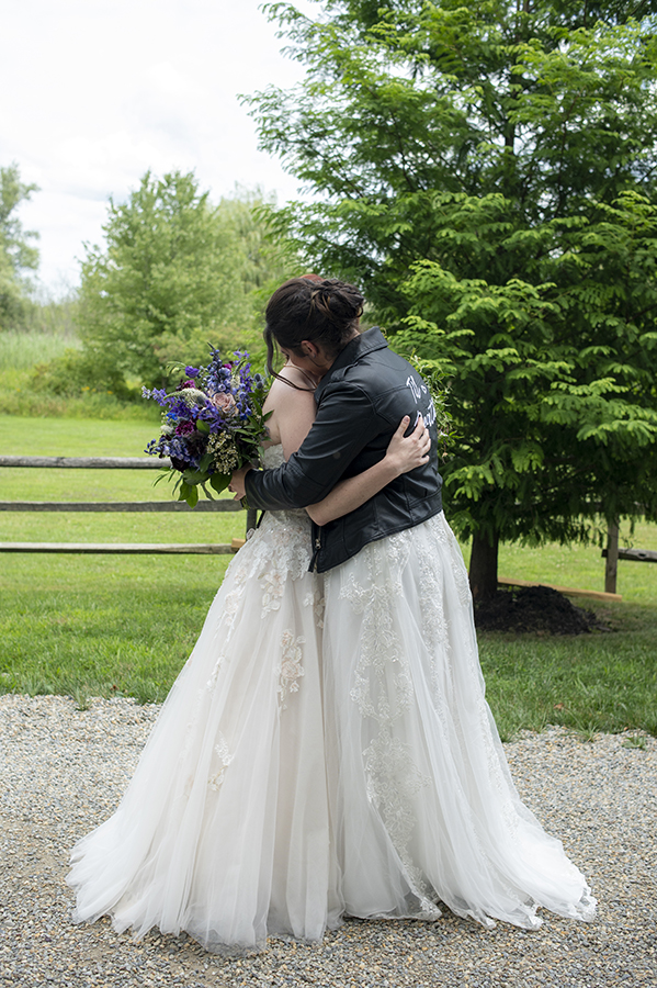 brides first look before their Crossed Keys Estate Wedding