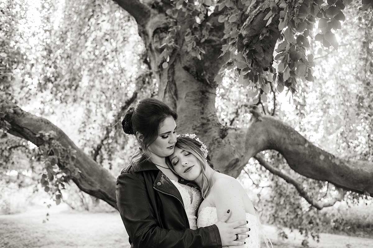 brides posing for portraits before their Crossed Keys Estate Wedding