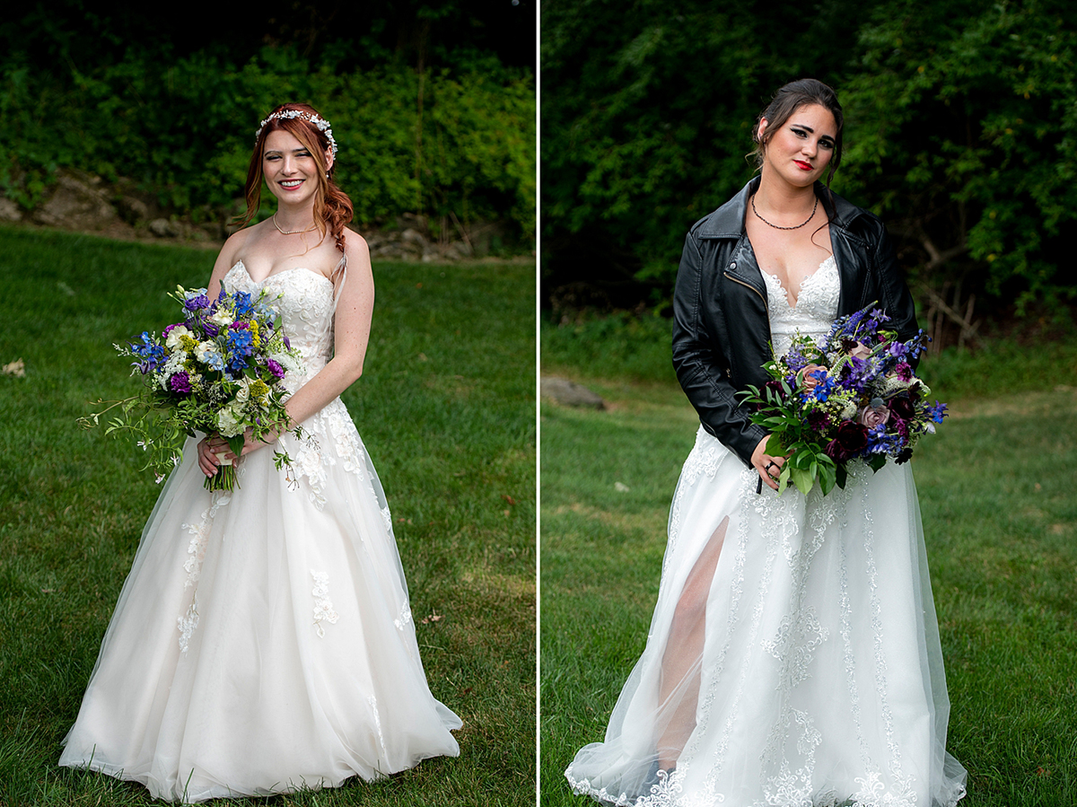 brides posing for portraits before their Crossed Keys Estate Wedding