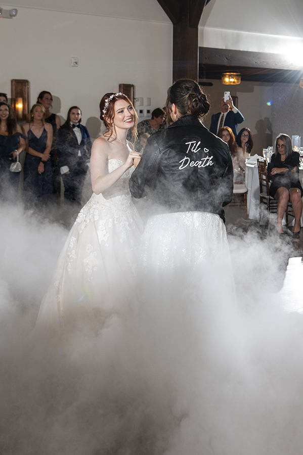 brides' first dance at their reception at Crossed Keys Estate Wedding