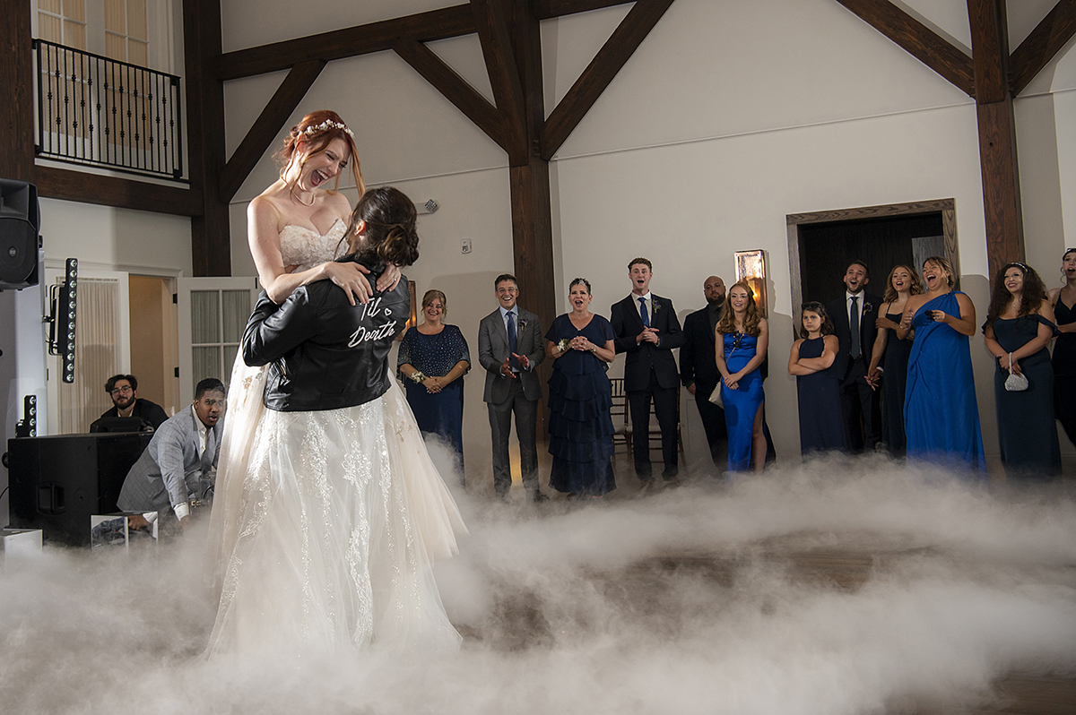 brides' first dance at their reception at Crossed Keys Estate Wedding