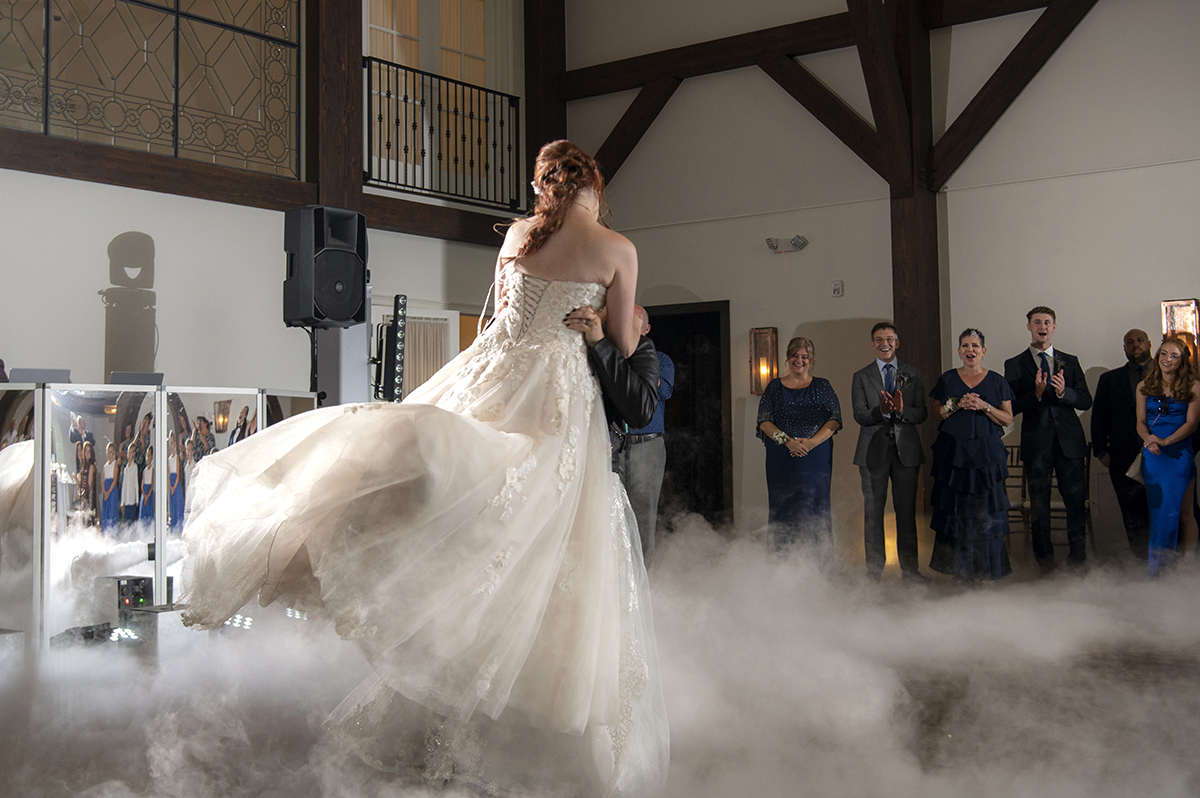 brides' first dance at their reception at Crossed Keys Estate Wedding