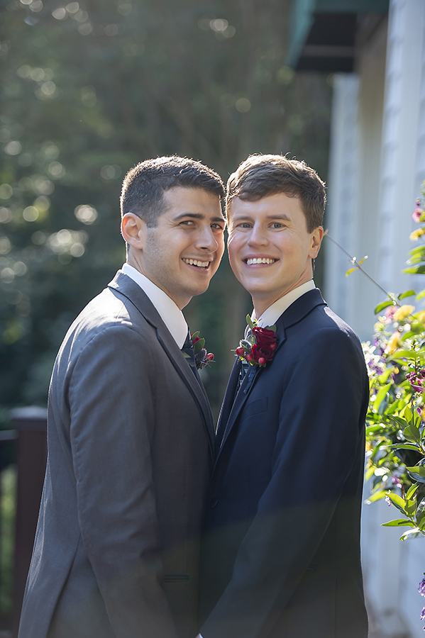 two grooms on their wedding day at The English Manor. LGBTQ wedding
