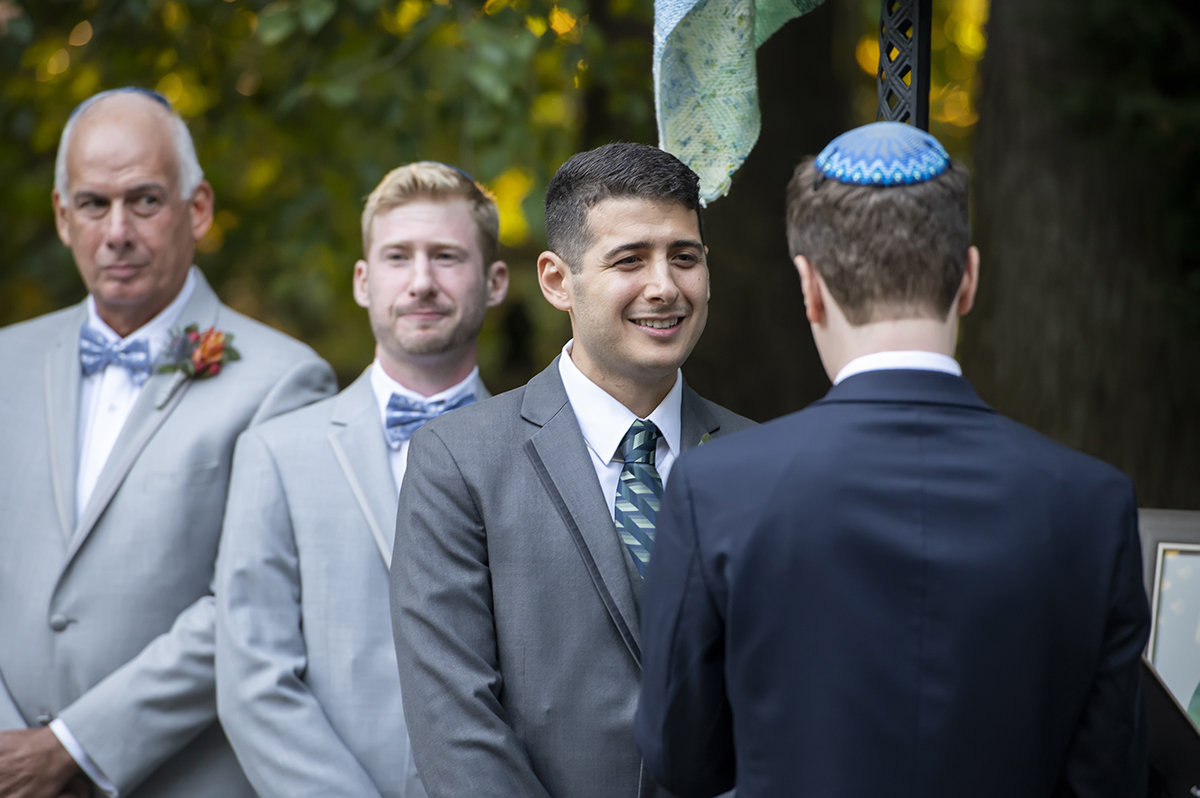 wedding ceremony on wedding day at The English Manor. LGBTQ wedding