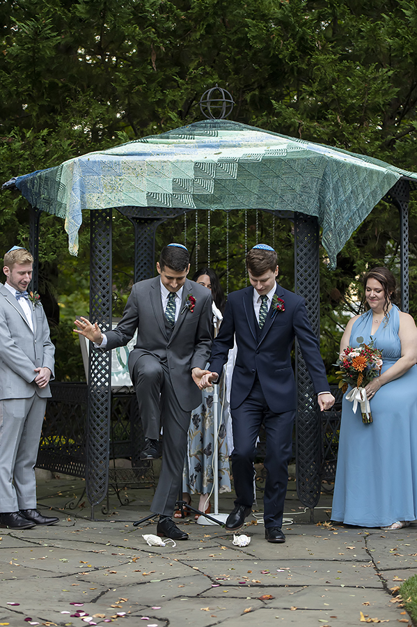 wedding ceremony on wedding day at The English Manor. LGBTQ wedding