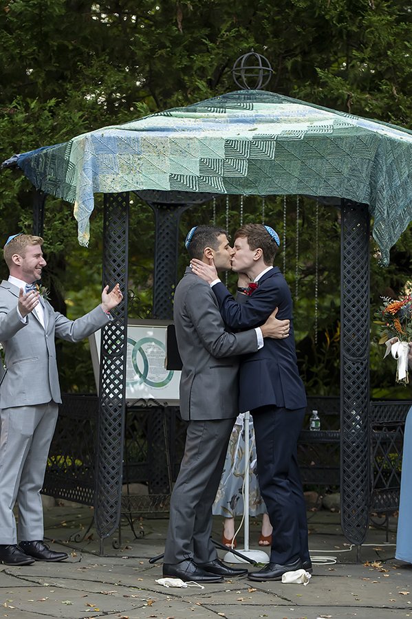wedding ceremony on wedding day at The English Manor. LGBTQ wedding