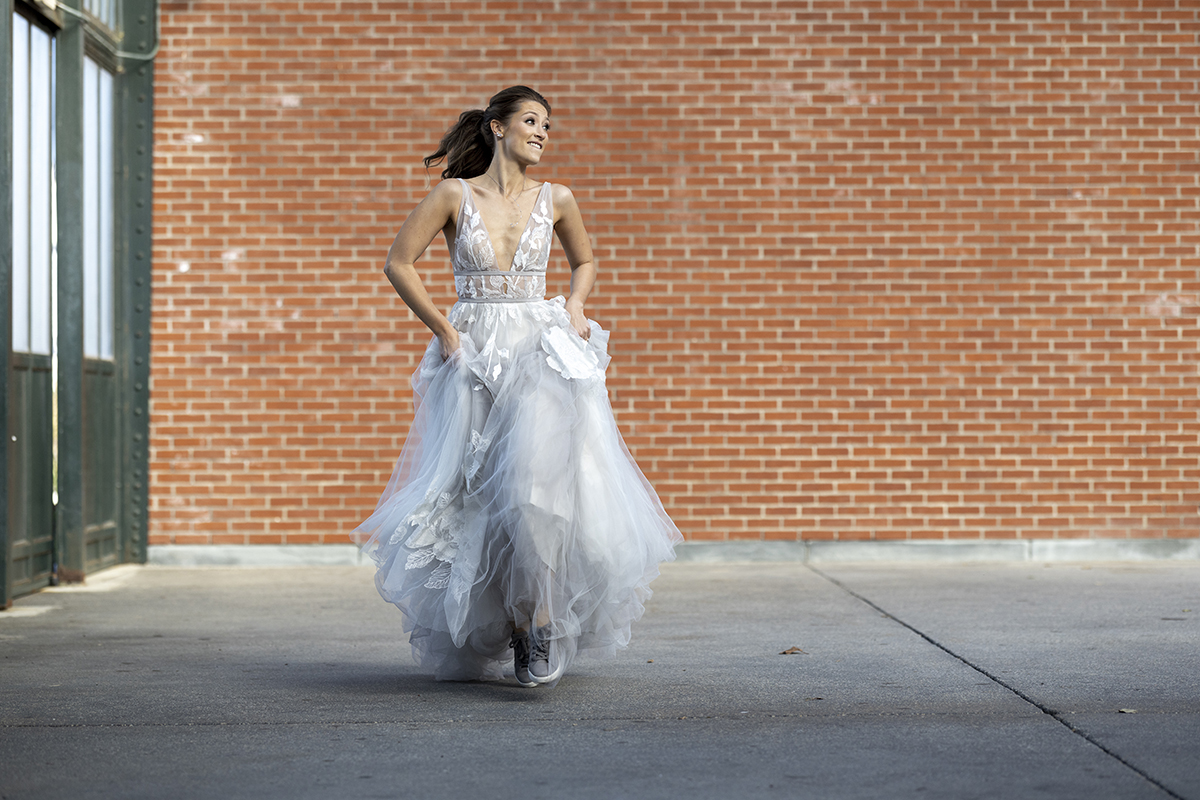 bride on fall wedding day at Liberty House in Jersey City