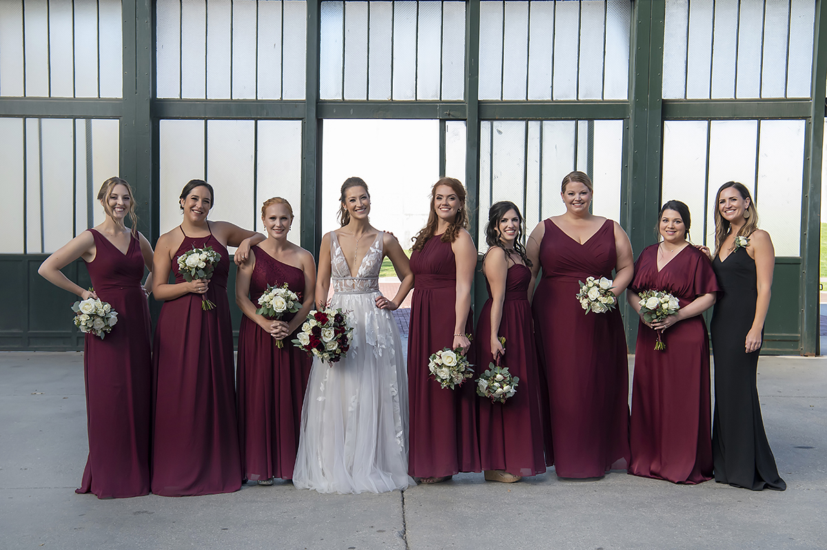 wedding party on fall wedding day at Liberty House in Jersey City