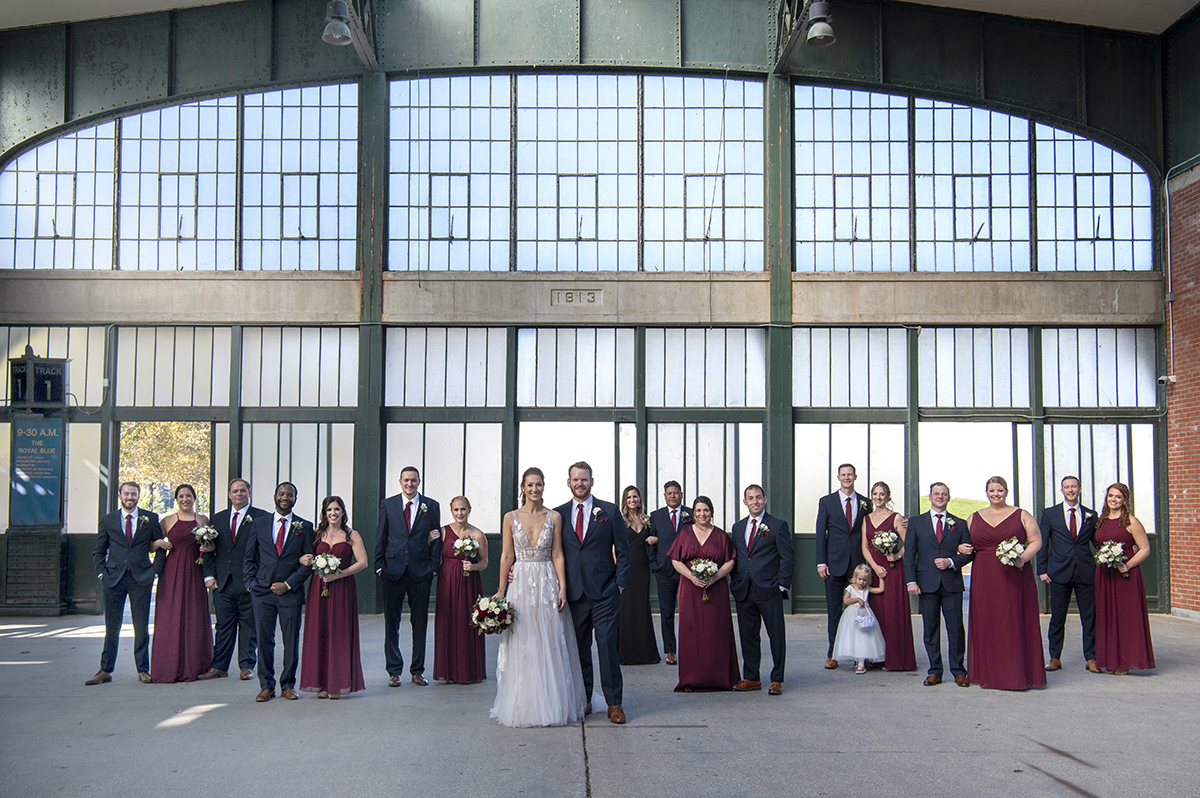 wedding party on fall wedding day at Liberty House in Jersey City