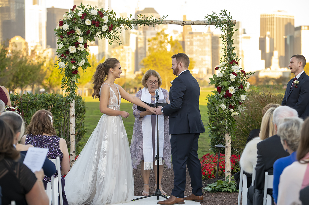 fall wedding ceremony at Liberty House in Jersey City