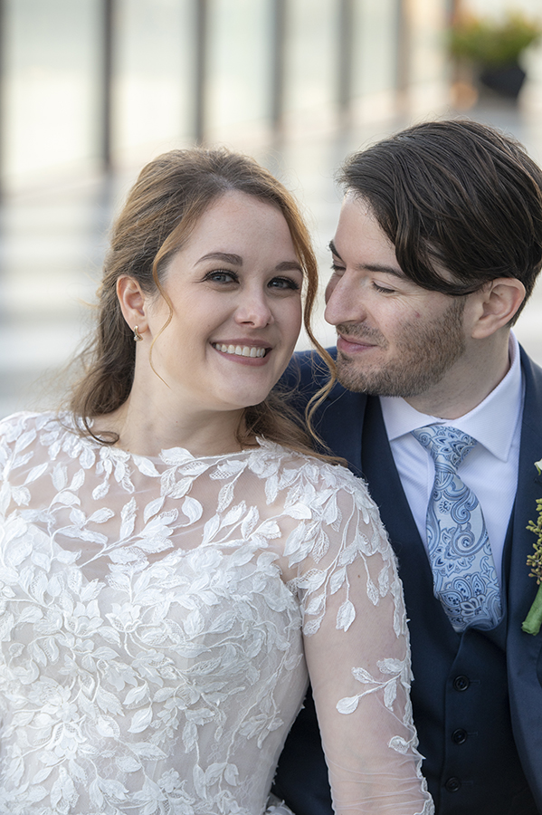 bride and groom at Hudson House wedding in Jersey City