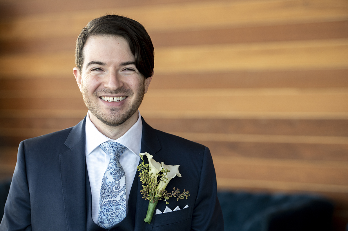 groom at Hudson House wedding in Jersey City
