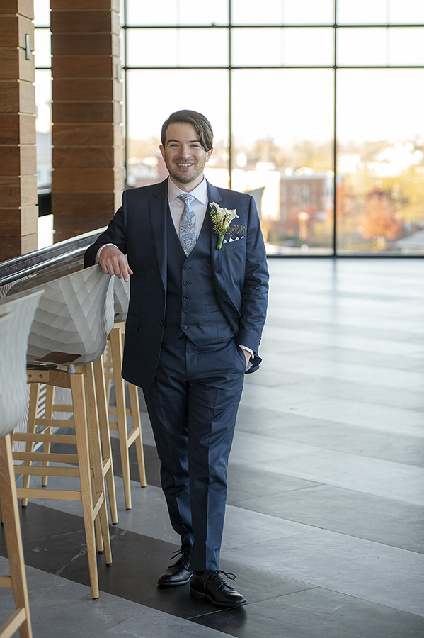groom at Hudson House wedding in Jersey City