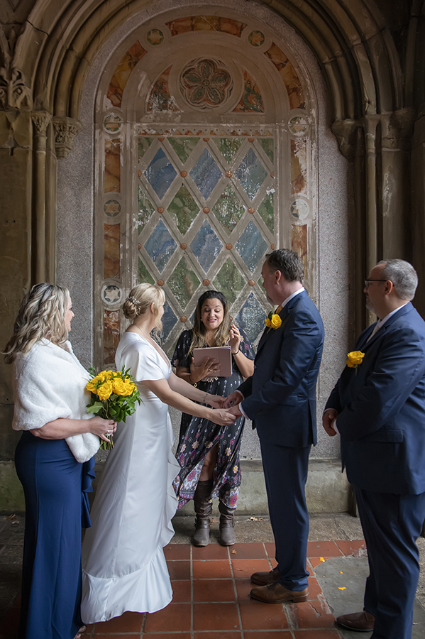 intimate wedding ceremony at Bethesda Terrace, Central Park, NYC