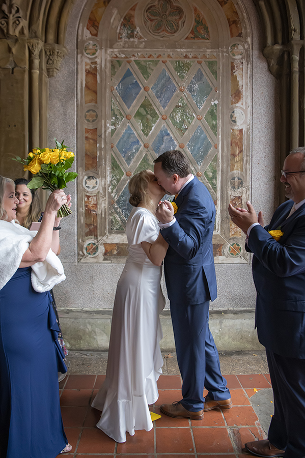 intimate wedding ceremony at Bethesda Terrace, Central Park, NYC
