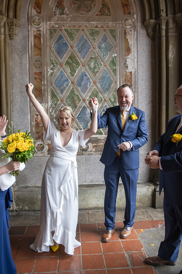 intimate wedding ceremony at Bethesda Terrace, Central Park, NYC