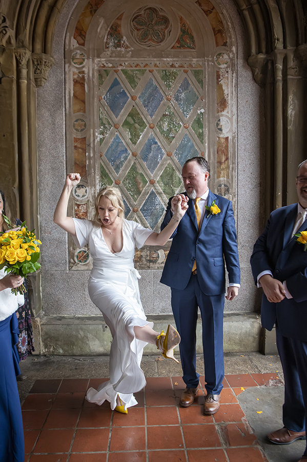 intimate wedding ceremony at Bethesda Terrace, Central Park, NYC