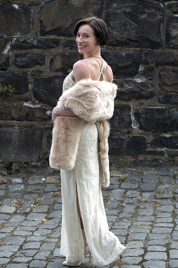 bride on their wedding day at Corto in Jersey City. LGBTQ wedding photos