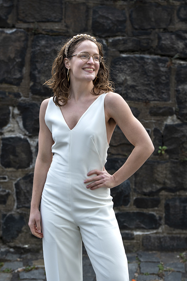bride on their wedding day at Corto in Jersey City. LGBTQ wedding photos