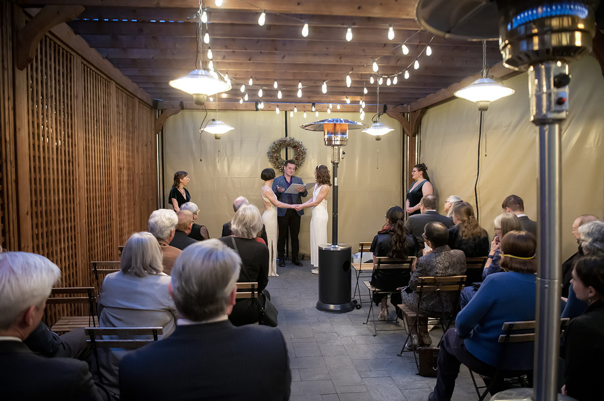 intimate wedding at Corto in Jersey City. LGBTQ wedding photos