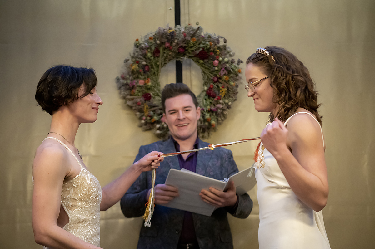 intimate wedding at Corto in Jersey City. LGBTQ wedding photos