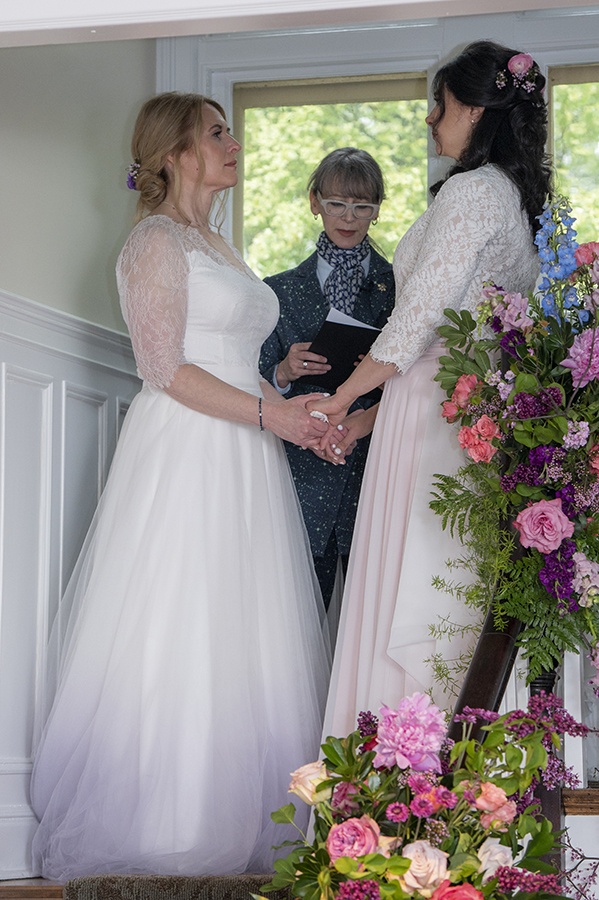 wedding ceremony at Reeves-Reed Arboretum Wedding | LGBTQ wedding photographer