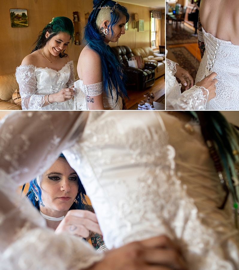 brides getting ready for their wedding day at Riedlbauer’s Resort in the Catskills
