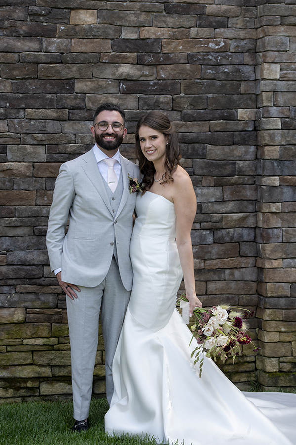 bride and groom on their wedding day at Stone House at Stirling Ridge