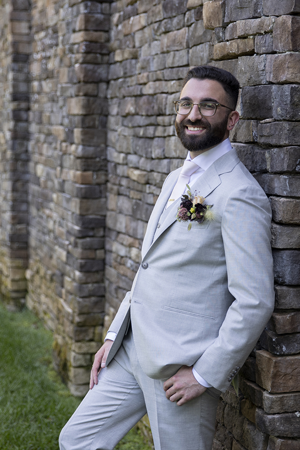 groom on their wedding day at Stone House at Stirling Ridge