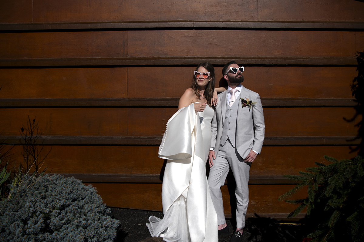bride and groom on their wedding day at Stone House at Stirling Ridge