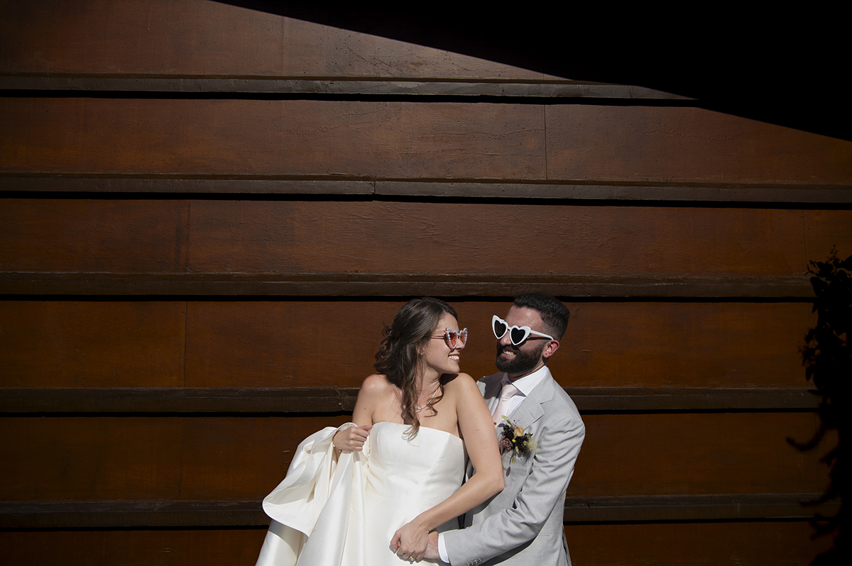 bride and groom on their wedding day at Stone House at Stirling Ridge