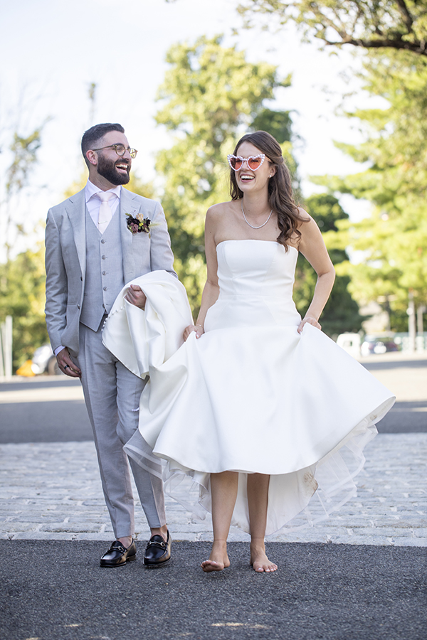 bride and groom on their wedding day at Stone House at Stirling Ridge