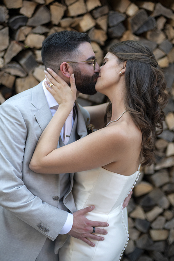 bride and groom on their wedding day at Stone House at Stirling Ridge