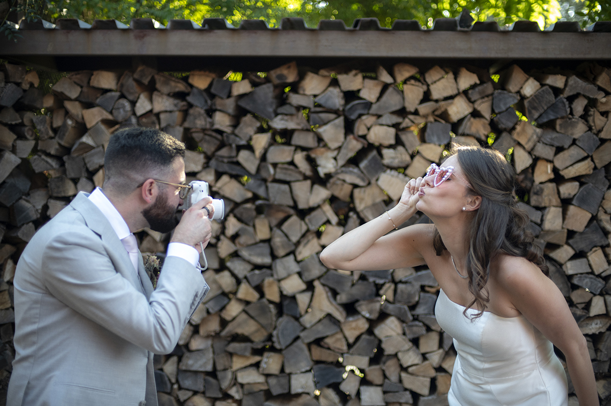 bride and groom on their wedding day at Stone House at Stirling Ridge